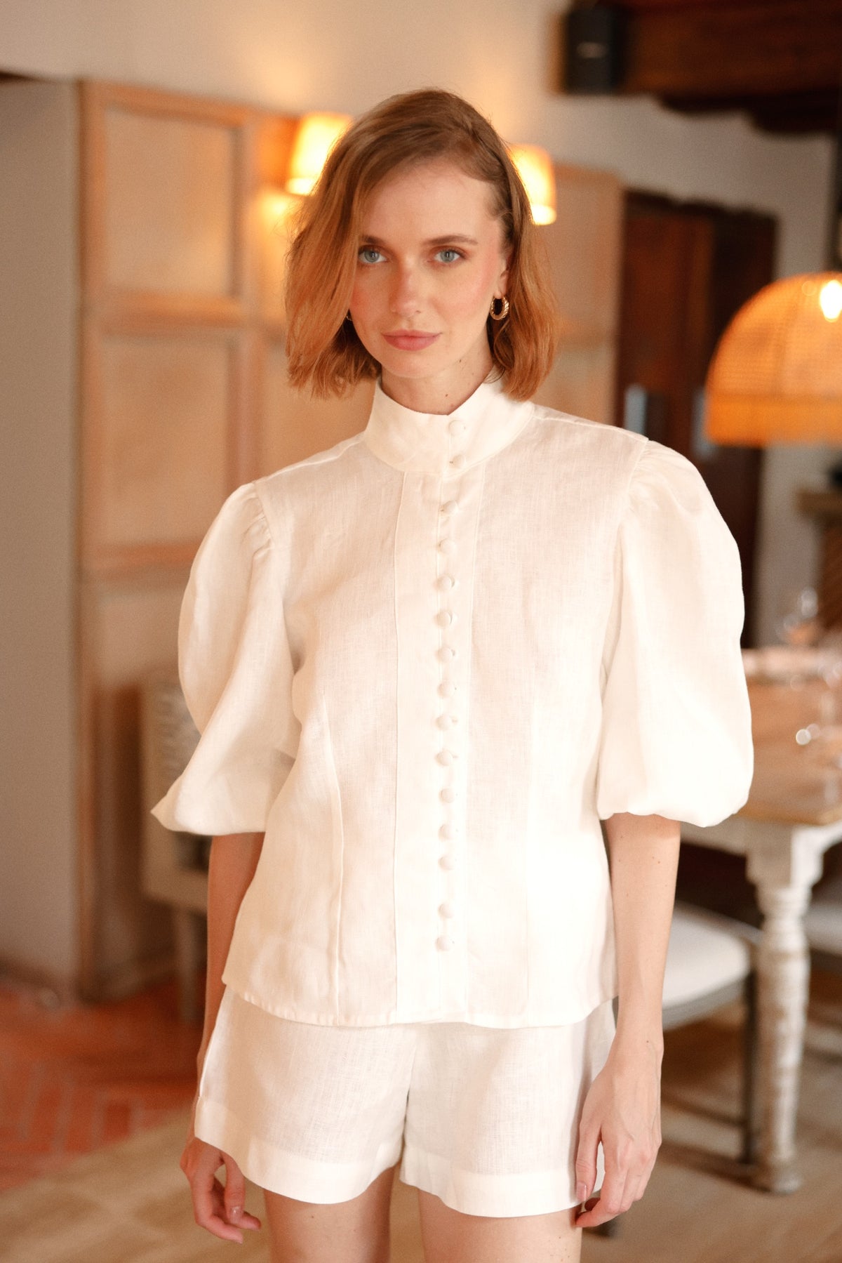 Monaco Set - Short conjunto de lino Antoniette detalle