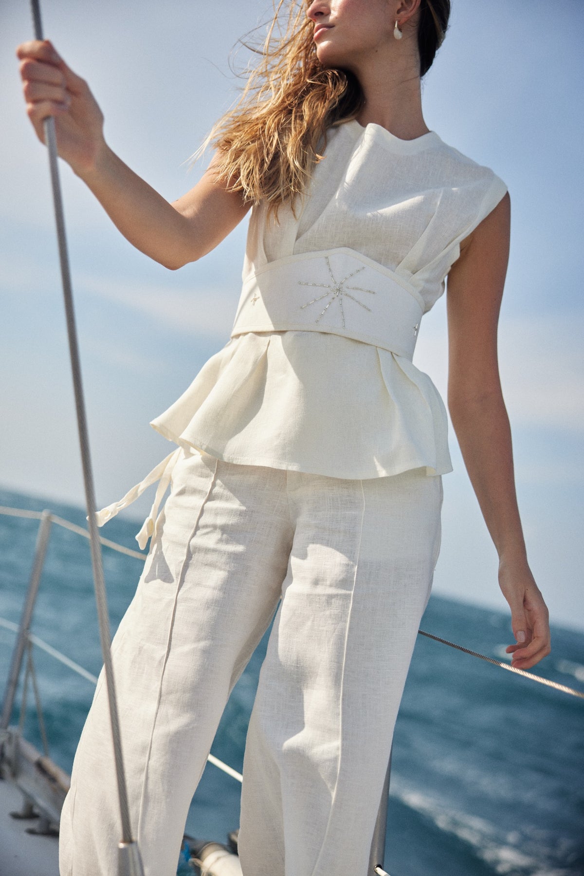 Vela Set conjunto de lino Antoniette detalle